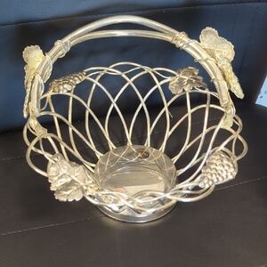 Elegant Silver Wire Fruit Basket with Gold Accents